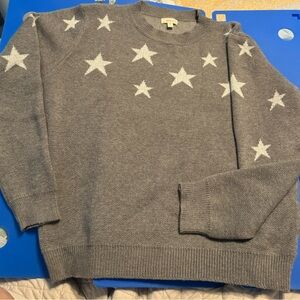 Chunky Grey Sweater with White Stars, New without tags